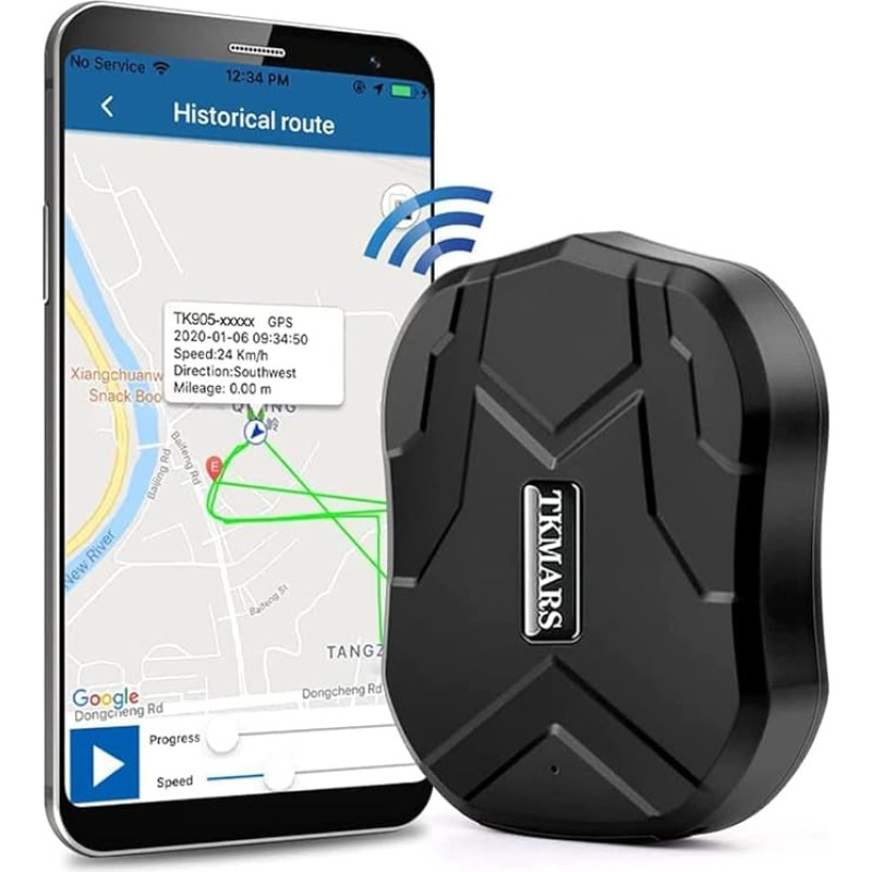 TKMARS GPS Tracker Without ABO GPS Tracker Car 90 Days Standby Time, 5 Seconds to Update Position, Strong Magnetic and Waterproof with Free App, 5000 mAh