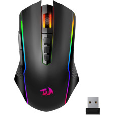 Redragon Wireless Gaming Mouse, RGB 2.4G/USB-C/Bluetooth Mouse, Rechargeable with 9 Programmable Buttons, 10000 DPI, Ergonomic Wireless Gaming Mouse for PC/Mac Gamers