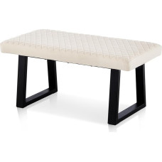 CLIPOP 100 cm Velvet Bench, Upholstered Bench, Metal Legs, Living Room, Bedroom, Hallway, Dining Room (Beige)