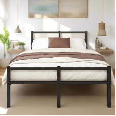ARFARLY Bed 120 x 200 cm Metal Bed Frame with Slatted Frame, Double Bed, Guest Bed, Black