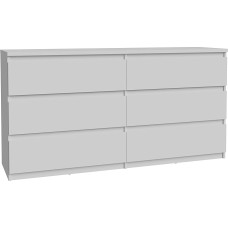 FORTE Chelsea Modern Chest of Drawers 150 160, White Chest of Drawers with 6 Drawers, Modern Sideboard, Bedroom, Living Room, Storage Space, Wood Composite, White, 154 cm Wide x 79.9 cm High x 42.2 cm