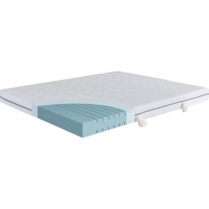 EGO HOME Mattress 90 x 200 cm High 16 cm H2-7-Zone Cold Foam Mattress with Memory Foam, Oeko-Tex Certified, Point Elastic, Back-friendly - Soft Cover with Cloud-Like Feel