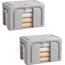 BOUDOI Faltbare Aufbewahrungsbox, 2 Stück, Kleideraufbewahrungsboxen mit doppeltem Reißverschluss und transparentem Fenster, seitlicher Reißverschluss oben, mit verstärktem Griff zur Aufbewahrung von
