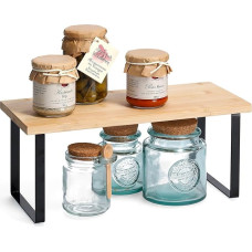 Avilia Spice Rack for Kitchen Made of Bamboo and Metal - Multifunctional Organiser 36 x 15.5 x 15.5 cm | Elegant and Practical Design