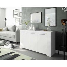 Dmora - Bellevue Sideboard, Living Room Buffet, TV Cabinet, Sideboard for Living Room, Modern Wardrobe with 3 Doors, 144 x 42 x 80 cm, White