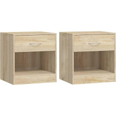 vidaXL 2 Storage Bedside Table Unit Cabinets Cupboard Organiser Night Stand with Drawer
