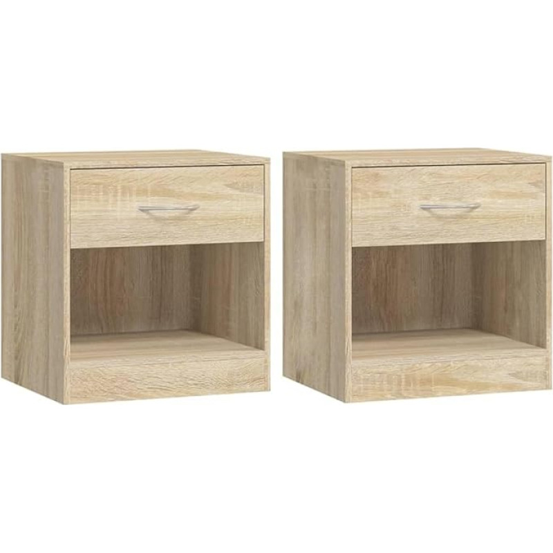 vidaXL 2 Storage Bedside Table Unit Cabinets Cupboard Organiser Night Stand with Drawer
