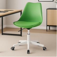 BAKAJI Bürostuhl, ergonomisch, modernes Design, mit Verstellbarer Höhe und gepolstertem Kissen mit hoher Dichte, drehbarer Sitz mit Lenkrollen, ideal für zu Hause, Arbeitszimmer (grün)