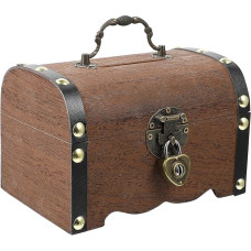 Veemoon Wooden Treasure Chest with Lock and Keys, Storage Box, Vintage Wooden Treasure Chest, Coin Box, Treasure Chest, Pirate Treasure for Mum, Mother's Day, Christmas