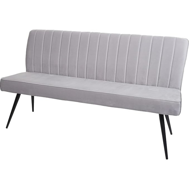 HWC-K16 Dining Room Bench, Upholstered Bench, Wardrobe Bench, Backrest Velvet Metal - 160 cm, Light Grey