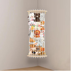 Dechoga Stuffed Animal Storage, 3-Tier Teddy Bear Storage, Teddy Hammock, Toy Organizer with Display Light, 72 Inch, Flexible and Durable