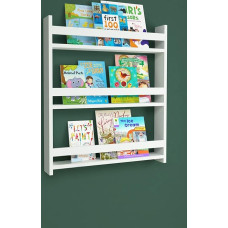gowoll Montessori Children's Wall Shelf White 79 x 74 cm with 3 Shelves Children's Room Furniture Decorative Bookshelf Organiser Children's Shelf
