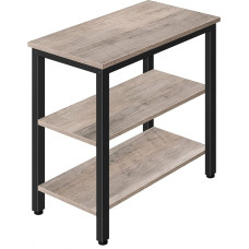 HOOBRO Greige EBG14BZ01 Side Table, Bedside Table with 3 Shelves, Sofa Table, Industrial Style, Bedside Table, Bedroom, Living Room, Kitchen, Easy to Assemble, Metal Frame