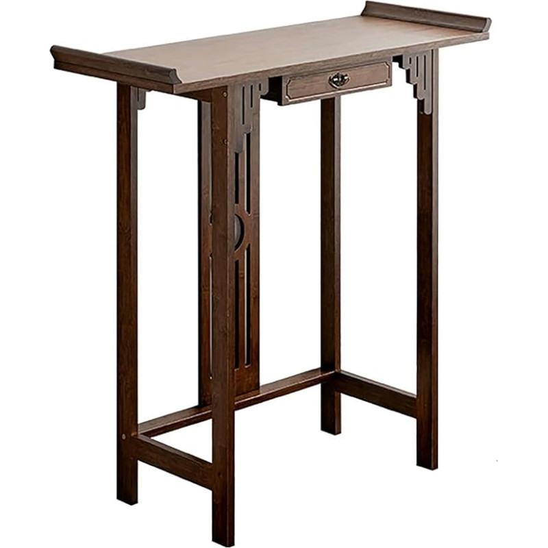 lyxamjrzyp Bamboo Console Table with Drawer, Slim Wooden Console Table for Living Room, Hallway or Sofa Tables, Narrow Sideboard with Shelf (48 inches/122 cm)