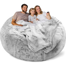 YudouTech Bean Bag Chair Cover (Cover Only, No Filling), Large Round Soft Fluffy Washable Bean Bag Lounger Sofa Duvet Cover for Adults, Living Room, Bedroom, Furniture Cover
