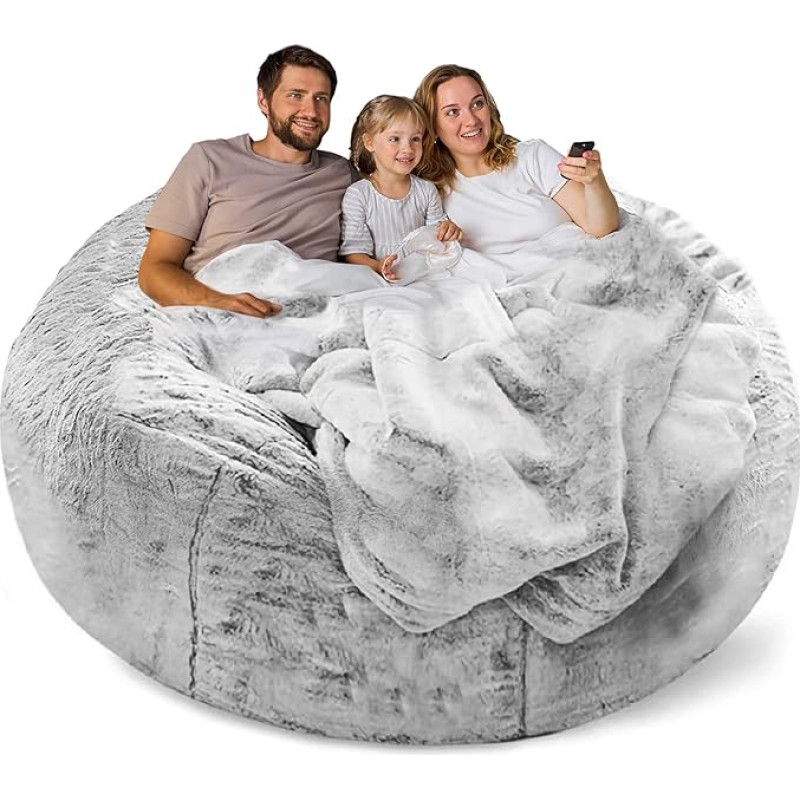 YudouTech Bean Bag Chair Cover (Cover Only, No Filling), Large Round Soft Fluffy Washable Bean Bag Lounger Sofa Duvet Cover for Adults, Living Room, Bedroom, Furniture Cover