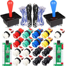 Fosiya 2 Spieler Arcade Game DIY Kits Ellipse Oval Happ Joystick Griff + 18x American Style Arcade Taster (Include 1P / 2P Start-Tasten)