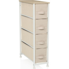 hjh LIVING Foldress S Chest of Drawers with 4 Fabric Drawers, 20 x 48 x 76 cm, Drawer Chest of Drawers Organiser, Height-Adjustable Foot Gliders, Metal Frame, Beige