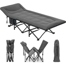 YITAHOME Folding Camp Bed for Adults, Robust Camping Bed with a Load Capacity of 260 kg, Strong Frame with Thicker Tubes, Camp Bed with Carry Bag for Travel/Office/Outdoor, Grey