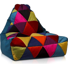Ecopuf Keiko S Patchwork Microfibre Bean Bag Plush Bean Bag with Carry Handle 75 x 70 cm