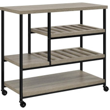 Ameriwood Home Elmwood Multi-Purpose Trolley Distressed Grey Oak 43.1 x 91.4 x 86.1 cm 5285096PCOM