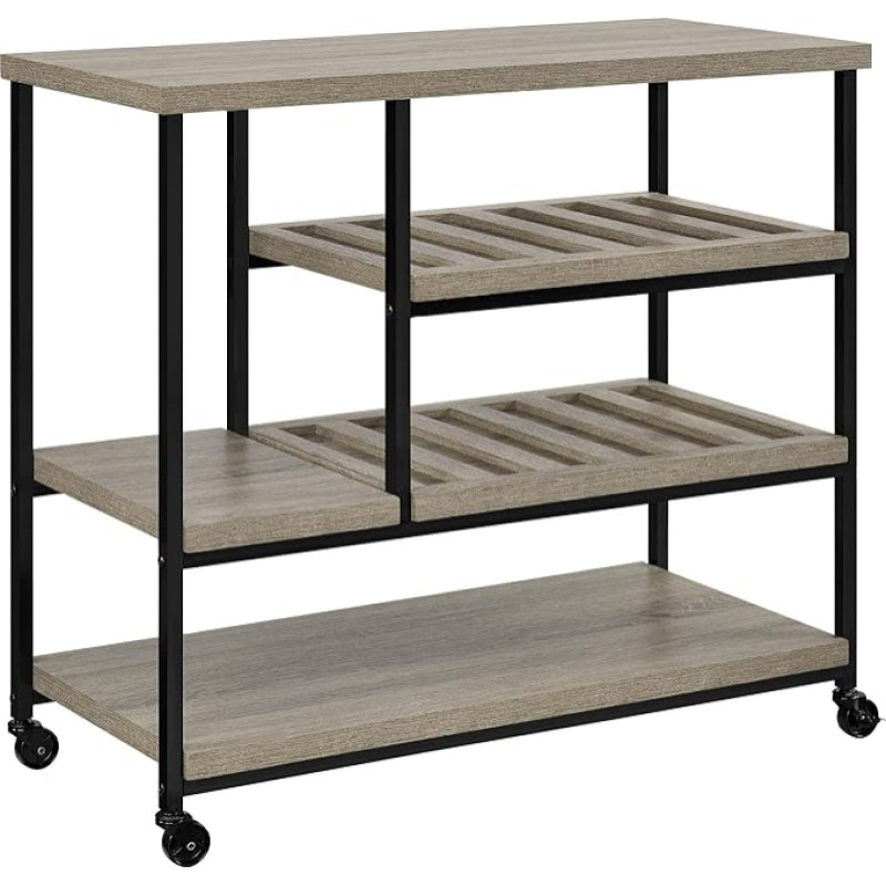 Ameriwood Home Elmwood Multi-Purpose Trolley Distressed Grey Oak 43.1 x 91.4 x 86.1 cm 5285096PCOM