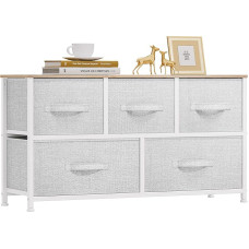 YITAHOME Chest of Drawers with 5 Drawers, Cupboard, Fabric Drawers with Handles, Metal Frame, Durable, Light Grey