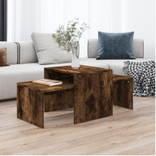 Higsose Coffee Table Set Smoked Oak 100 x 48 x 40 cm Wood Material Side Table Coffee Table with Storage Space Living Room Table Sofa Table Telephone Table Robust & Durable for Living Room Stylish
