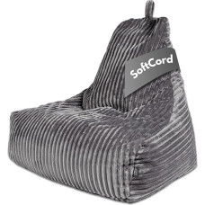 PatchHome Deluxe Cord Bean Bag Lounge Chair - Gaming Bean Bag for Adults and Children - Comfortable Cord Armchair with Filling - Living Room & Bedroom Furniture (Graphite, XL)