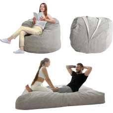 MAXYOYO Bean Bag Chair - Convertible Chair, Folds from Bean Bag to Bed - Large Sofa with Soft Microfibre Cover, Perfect Lounge or Gaming Chair - Grey, Full