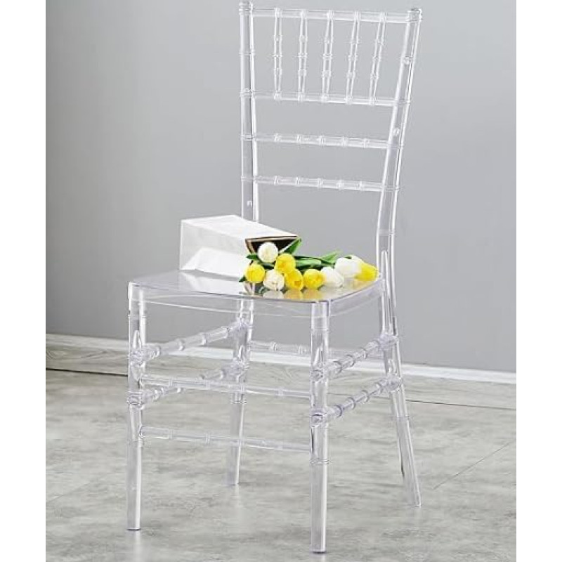 KAIHAOWIN Transparent Chair - Plastic Chair with Modern Design - Acrylic Dining Chair for Events, Weddings, Parties and Receptions