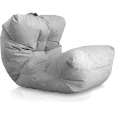Aiire Relaxo XXL Bean Bag for Cuddly Corner, Bean Bag Design Made of Faux Leather with Filling, Giant Bean Bags Adults, Seat Bag, Fluffy Floor Cushion, Coarse Floor Chair, Floor Chair, Light Grey