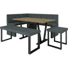 Akiko Metal Corner Bench with Table for Your Dining Room, Modern Kitchen, Seating Area, Dining Nook, for Kitchen, Office, Reception, Solid Workmanship (Inari 96, 168 x 128 cm Left)