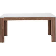 FORTE Extendable Dining Table, Wood Composite, Sangallo Oak Decor Combined with White High Gloss, 90 x 160 (206.6) x 75 cm