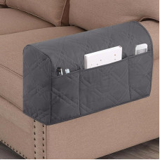 GAMUKAI Water Resistant Armrest Covers for Sofa Remote Control Sofa Armrest Organizer for Magazine Tablet Phone iPad (Grey)