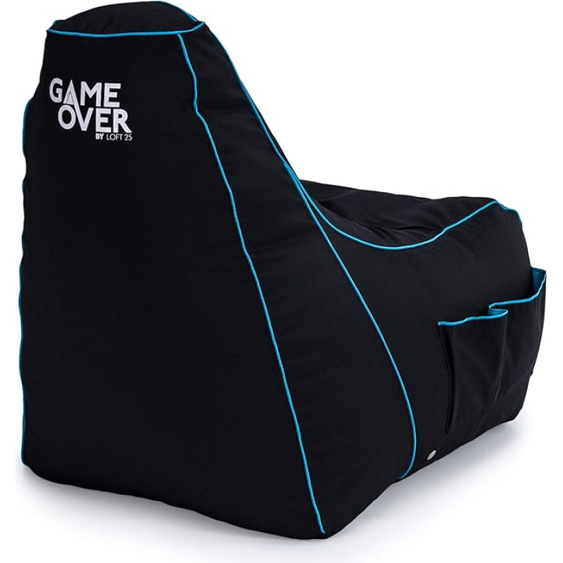 Game Over Video Games Bean Bag - Adult Bean Bag, Indoor Outdoor Bean Bag, Bean Bag Chair for Gaming Room, Headset Holder & Side Pockets for Controller, Gaming Chair (Lich Blade)