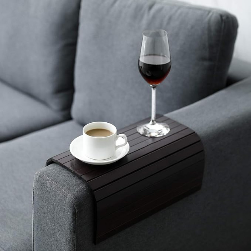 Wooden arm tray, flexible folding sofa tray coffee table, ideal for drinks, snacks, remote control or phone. Great armrest for couch armrest.