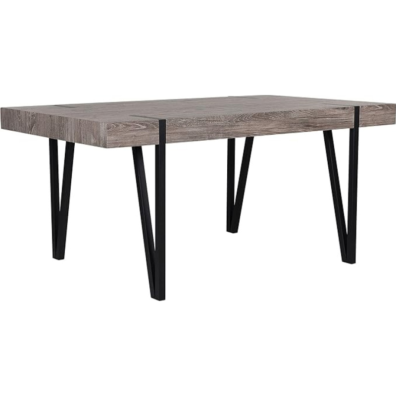 Beliani Adena Robust Dining Table with Industrial Design 180 x 90 cm Dark Brown/Black