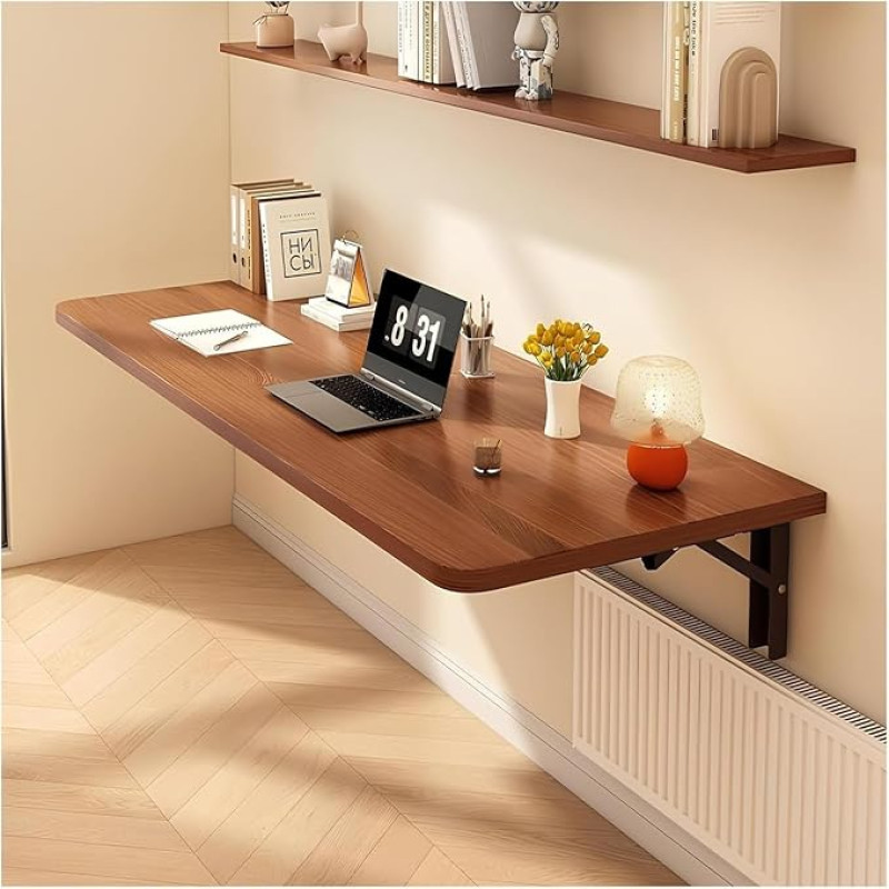 Removable Fold-Out Laptop Desk Space Saving Floating Dining Table Folding Auxiliary Table for Small Spaces Brown 120x30cm