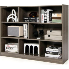 KOMFOTTEU Open Bookcase, Bookcase, 3 Levels, Standing Shelf, Storage Cabinet with 8 Cubes, Office Shelf, Cube Shelf, Wood, Standing Cabinet, Living Room Cabinet for Books, Toys (Dark Grey)