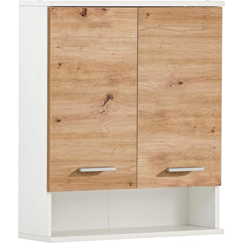 Schildmeyer Palermo 157640 Wall Cupboard, Matt White/Artisan Oak Decor, 59.8 x 20.5 x 70.8 cm