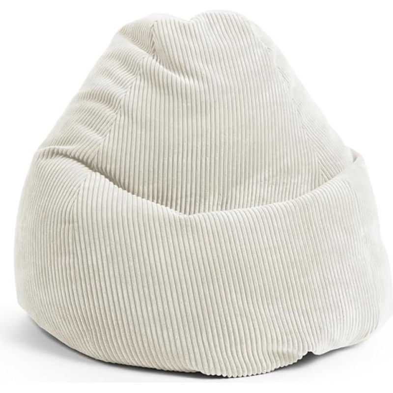 Sitting Point by Magma BeanBag Shara XXL Bean Bag Made of Fleece Cord 80 x 130 cm, Washable Cover, Beige, Oeko-Tex® Certified