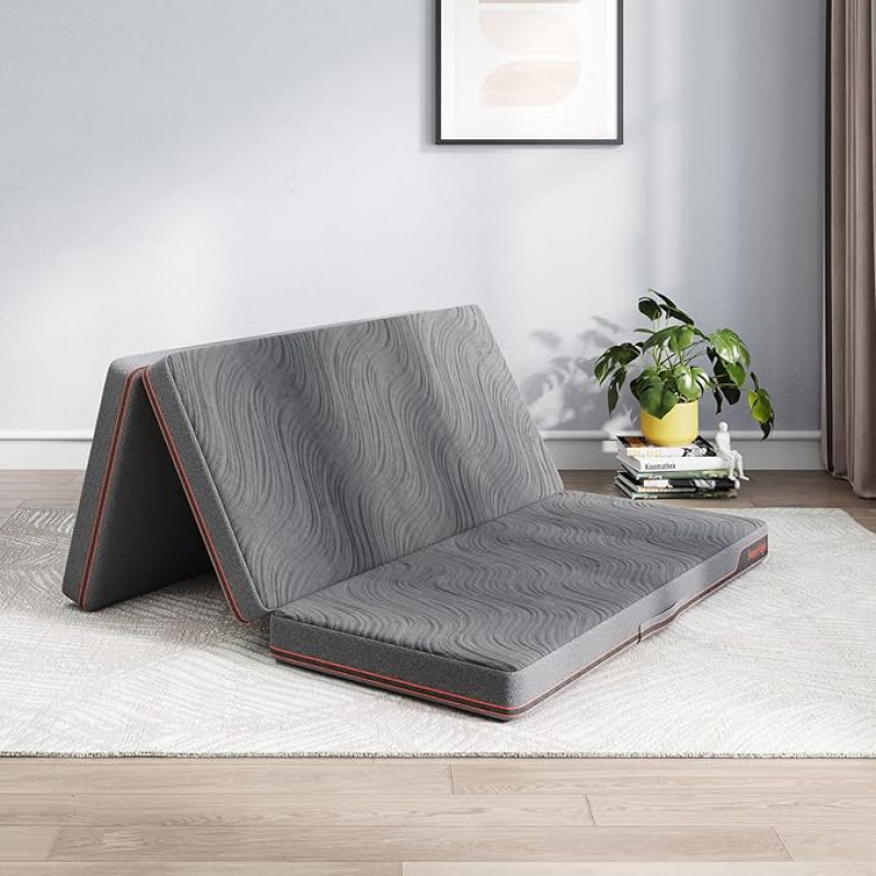 Sweetnight Premium Folding Mattress 135 x 190 x 10 cm | 3-Piece Folding Mattress with Removable Cover | Medium Firm Cold Foam Mattress Height 10 cm | Foldable Mattress for Guests Travel Mattress