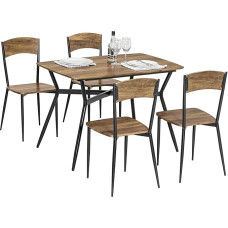 SoBuy OGT49-F Dining Table with 4 Chairs Bistro Table with 4 Bar Stools Kitchen Table Kitchen Counter Seating Set Bar Table Set Vintage Brown