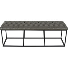 HomePop Decorative Bench Grey Faux Leather