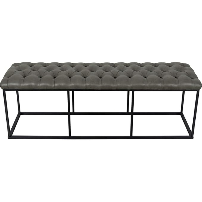 HomePop Decorative Bench Grey Faux Leather