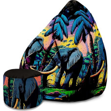 DreamRoots Adult Bean Bag with Filling 80 x 80 x 120 cm - Oxford Fabric 220 g/m² Waterproof - Bean Bag with Backrest and Stool and Cover - Seat Cushion Base - Chill Bag