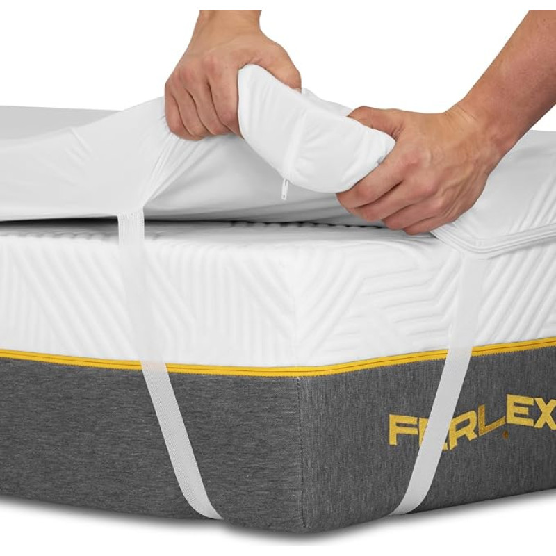 Ferlex - Waterproof Memory Foam Topper 120 x 190 cm | 100% Viscoelastic | Very Soft and Cool Tencel Fabric | Height 5 cm | Breathable and Removable Mattress Protector