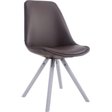 CLP Laval Dining Room Chair Round with Faux Leather Cover Colour: Brown Frame Colour: White