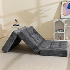 MAXYOYO Folding Mattress, Comfortable Corduroy Mattress with 15cm Thick Foam, Tri-Fold Futon Sofa Bed for Guests